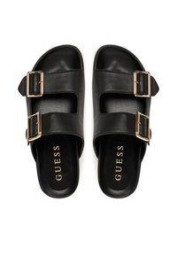 Guess Klapki FLTFST LEA03 Czarny. Kolor: czarny. Materiał: skóra