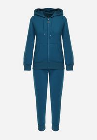 Born2be - Niebieski Bawełniany Komplet Dresowy z Bluzą i Spodniami Esara. Kolor: niebieski. Materiał: bawełna, dresówka #7