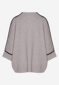 Born2be - Szary Sweter z Kontrastową Lamówką Tuselle. Okazja: na spotkanie biznesowe, do pracy. Kolor: szary. Materiał: jeans. Styl: biznesowy #6