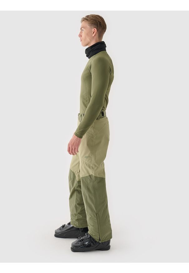 4f - 4F Spodnie narciarskie membrana 10000 męskie - oliwkowe/khaki 3XL. Kolor: oliwkowy, brązowy, wielokolorowy. Materiał: tkanina, dzianina, materiał. Wzór: gładki. Sezon: zima. Sport: narciarstwo