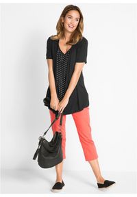 bonprix - Shirt 2 w 1 z dekoltem w serek, krótki rękaw. Typ kołnierza: dekolt w serek. Kolor: czarny. Długość rękawa: krótki rękaw. Długość: krótkie #3