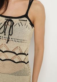 Born2be - Złota Szydełkowa Sukienka na Ramiączkach z Wiskozy z Metaliczną Nicią Filadria. Okazja: na co dzień. Kolor: złoty. Materiał: wiskoza. Długość rękawa: na ramiączkach. Sezon: lato. Styl: casual, elegancki #3