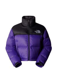 Kurtka The North Face Nuptse Short Jacket 0A5GGES961 - fioletowo-czarna. Kolor: wielokolorowy, czarny, fioletowy. Materiał: puch. Długość: krótkie. Wzór: aplikacja