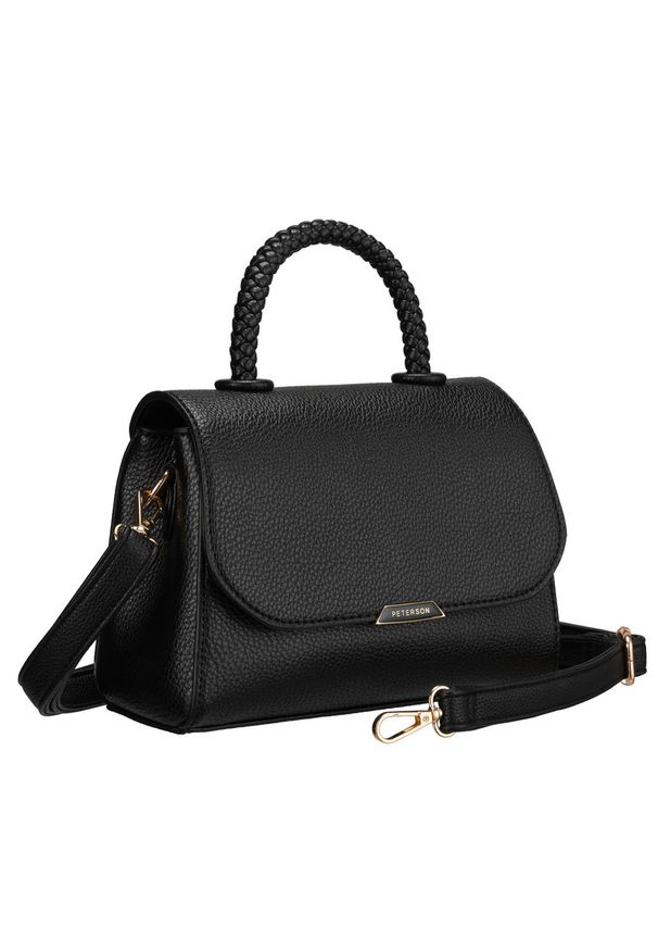 Listonoszka damska mała czarna torebka crossbody ze skóry ekologicznej Peterson PTN MX01-F. Kolor: czarny. Materiał: skórzane. Rozmiar: małe. Rodzaj torebki: do ręki