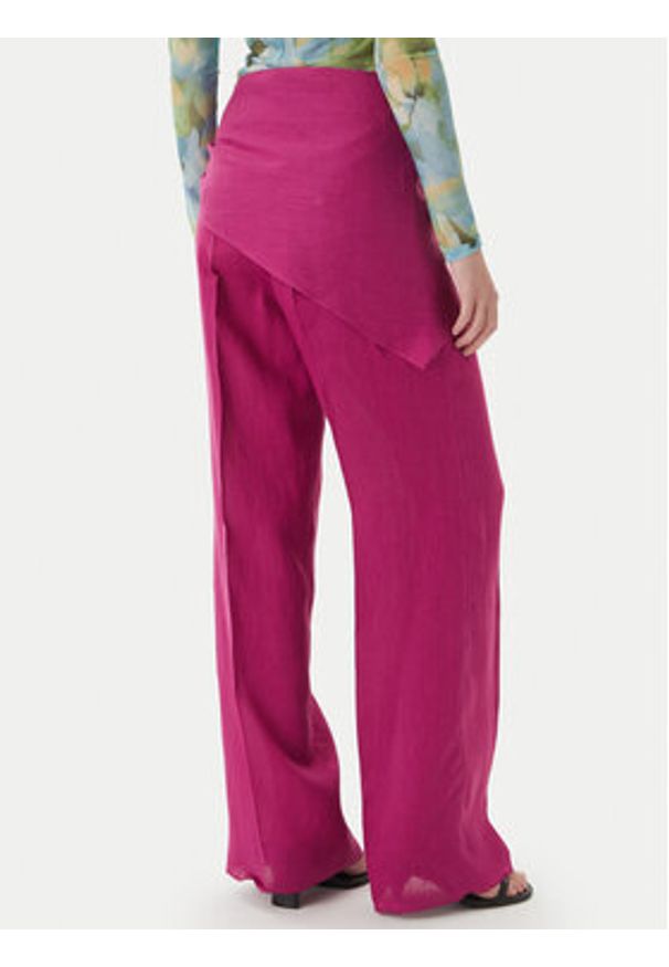 Marella Spodnie materiałowe Solista 2613131114 Różowy Relaxed Fit. Kolor: różowy. Materiał: len