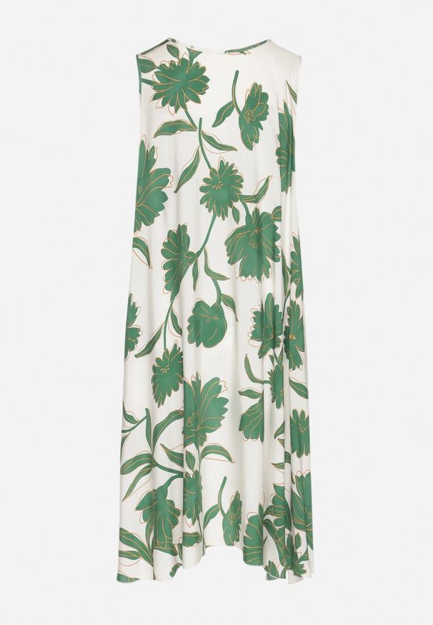 Born2be - Zielona Sukienka z Wiskozy z Wzorem w Kwiaty Bez Rękawów Orrulene. Okazja: na co dzień. Kolor: zielony. Materiał: wiskoza. Długość rękawa: bez rękawów. Wzór: kwiaty. Sezon: wiosna, lato. Styl: klasyczny, casual