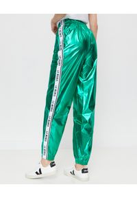 LA MANIA - Zielone spodnie z połyskiem Calle. Kolor: zielony. Materiał: tkanina. Wzór: aplikacja #2