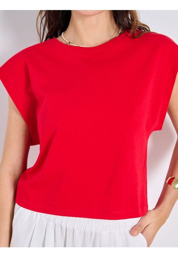 Sinsay - Bawełniana koszulka basic - czerwony. Kolor: czerwony. Materiał: bawełna