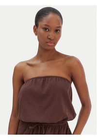 Seafolly Kombinezon Crinkle 55537-PS Brązowy Regular Fit. Kolor: brązowy. Materiał: bawełna #4