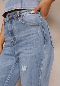 Renee - Jasnoniebieskie Casualowe Skinny Jeansy z Bawełny z Przetarciami na Nogawkach Cirea. Okazja: na co dzień. Kolor: niebieski. Styl: casual #5