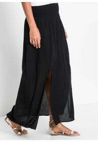 Długa spódnica z rozporkami bonprix czarny. Kolor: czarny. Długość: długie #6