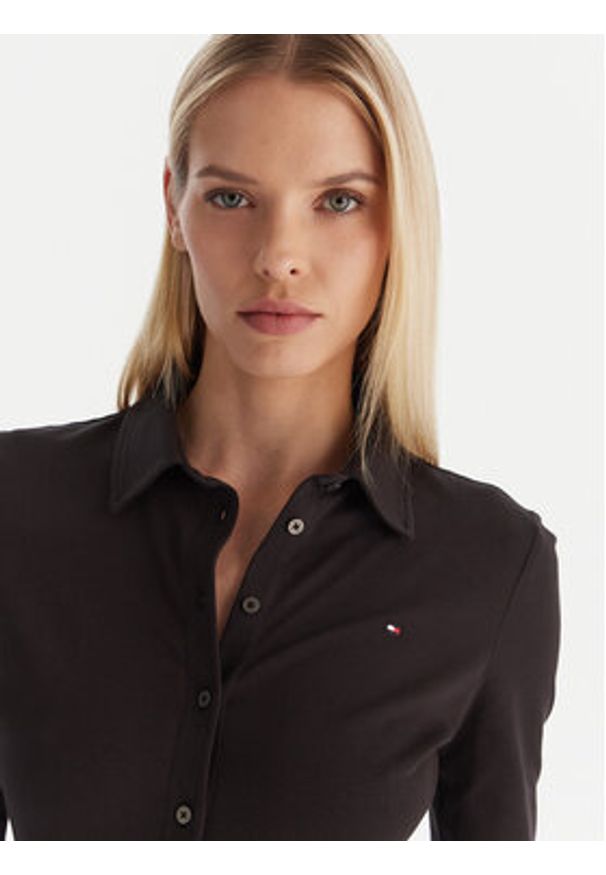 TOMMY HILFIGER - Tommy Hilfiger Koszula 1985 WW0WW43528 Czarny Slim Fit. Kolor: czarny. Materiał: bawełna