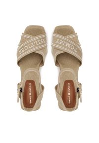 TOMMY HILFIGER - Tommy Hilfiger Espadryle Tommy Hilfiger Espad High Wedge FW0FW08668 Beżowy. Kolor: beżowy. Materiał: materiał