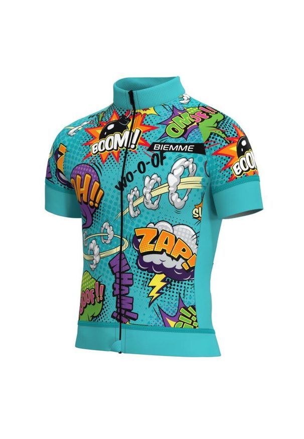 BIEMME - Koszulka rowerowa dziecięca Biemme Young. Kolor: fioletowy, niebieski, wielokolorowy, zielony. Długość rękawa: krótki rękaw. Długość: krótkie. Sport: kolarstwo