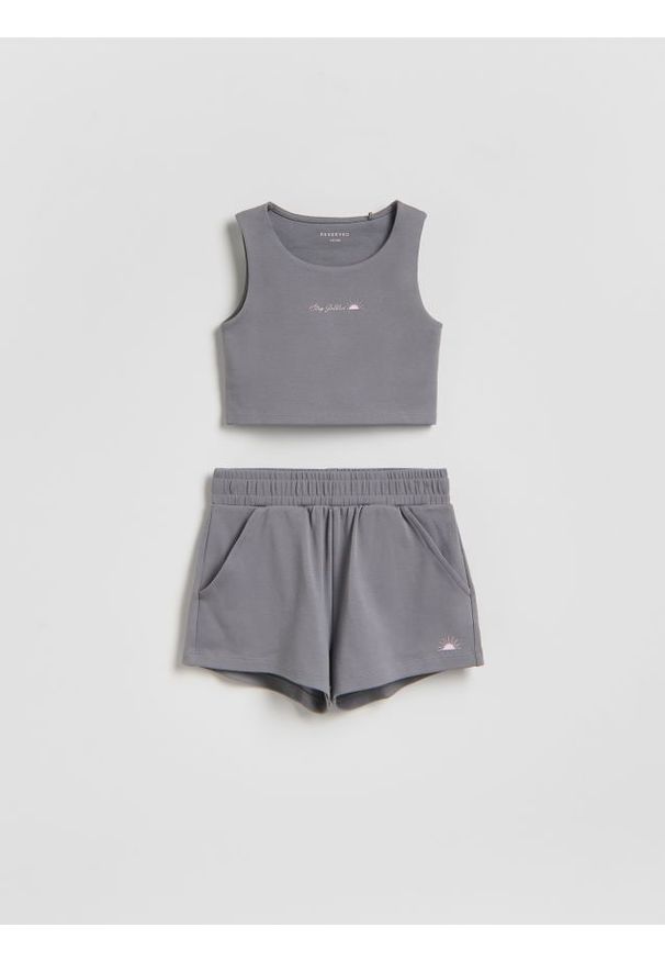 Reserved - Bawełniany komplet - ciemnoszary. Kolor: szary. Materiał: bawełna