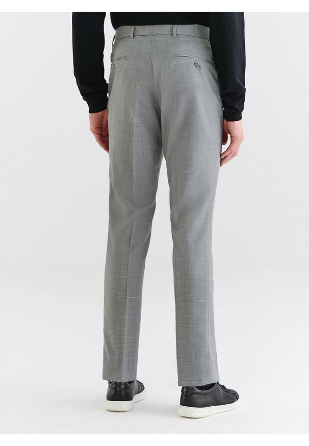 Pako Lorente - PAKO LORENTE – Szare spodnie garniturowe w delikatną kratę. Kolor: szary. Materiał: poliester, wełna, lycra
