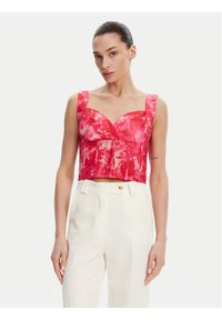 Fracomina Top FR25ST2024W775U6 Różowy Slim Fit. Kolor: różowy. Materiał: syntetyk
