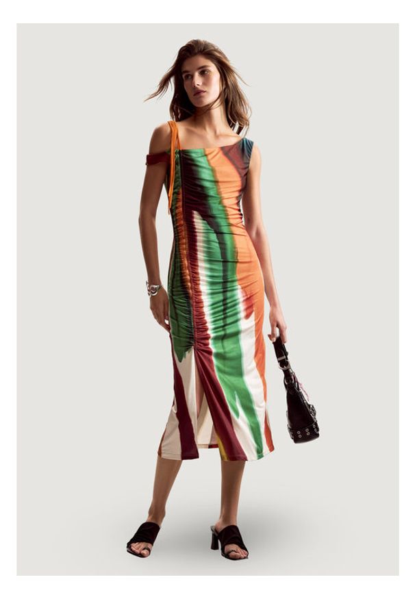 Desigual Sukienka letnia Paint Lacroix 26SWVK17 Kolorowy Slim Fit. Materiał: syntetyk. Wzór: kolorowy. Sezon: lato