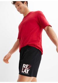 bonprix - Piżama z krótkimi spodniami (2 części). Kolor: czarny. Długość: krótkie. Wzór: nadruk #2