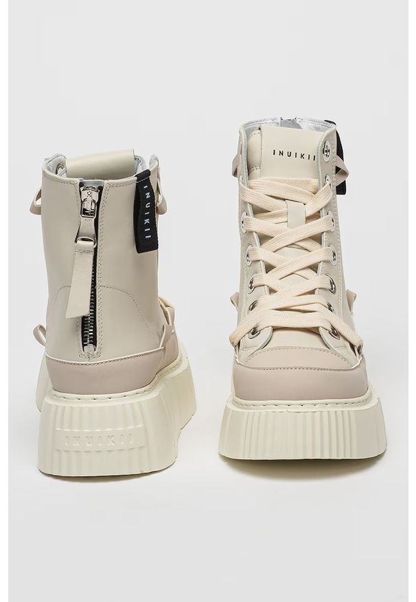 Inuikii - INUIKII LEATHER MATILDA Sneakersy damskie. Okazja: na co dzień. Zapięcie: sznurówki. Kolor: kremowy. Materiał: zamsz, skóra, materiał, guma. Szerokość cholewki: normalna