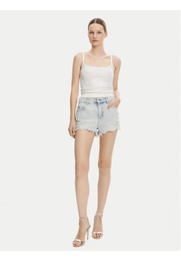 Guess Top W5GR47 Z3MN2 Biały Regular Fit. Kolor: biały. Materiał: syntetyk