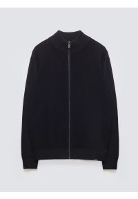 Big-Star - Sweter męski rozpinany ze stójką czarny Anton 906. Okazja: na co dzień. Typ kołnierza: kołnierzyk stójkowy. Kolor: czarny. Materiał: bawełna, dzianina. Wzór: haft, ze splotem. Styl: sportowy, klasyczny, casual, elegancki #8