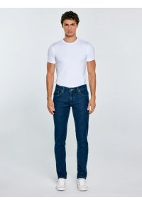 Big-Star - Jeansy męskie skinny granatowe Jeffray 663. Okazja: na co dzień. Stan: obniżony. Kolor: niebieski. Styl: klasyczny, casual, elegancki