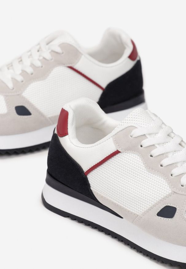 Born2be - Białe Sznurowane Buty Sportowe Lucillia. Kolor: biały. Materiał: materiał. Obcas: na płaskiej podeszwie
