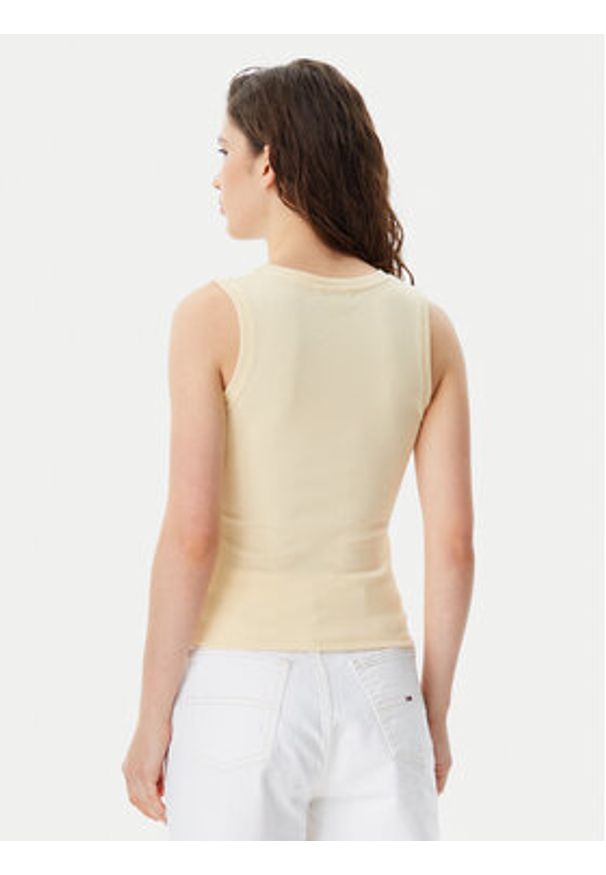 Tommy Jeans Top Essential DW0DW20673 Żółty Slim Fit. Kolor: żółty. Materiał: bawełna