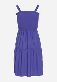 Born2be - Niebieska Rozkloszowana Sukienka na Ramiączkach z Wiskozy Miravelia. Okazja: na co dzień. Typ kołnierza: dekolt kwadratowy. Kolor: niebieski. Materiał: wiskoza. Długość rękawa: na ramiączkach. Typ sukienki: proste. Styl: casual #4