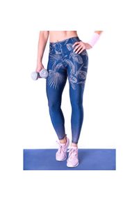 2SkIN - Legginsy treningowe na siłownię damskie 2skin OMBRE JUNGLE NAVY. Stan: podwyższony. Kolor: niebieski. Materiał: elastan, poliester. Sport: fitness #1