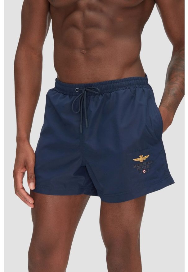 Aeronautica Militare - AERONAUTICA MILITARE Granatowe szorty kąpielowe, Rozmiar 48. Kolor: niebieski. Materiał: materiał