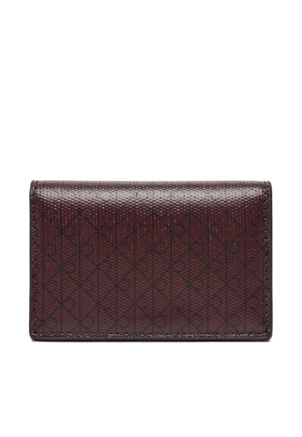Calvin Klein Mały Portfel Damski Emblem Aop Accordion Cardcase LV04F1083G Bordowy. Kolor: czerwony. Materiał: skóra