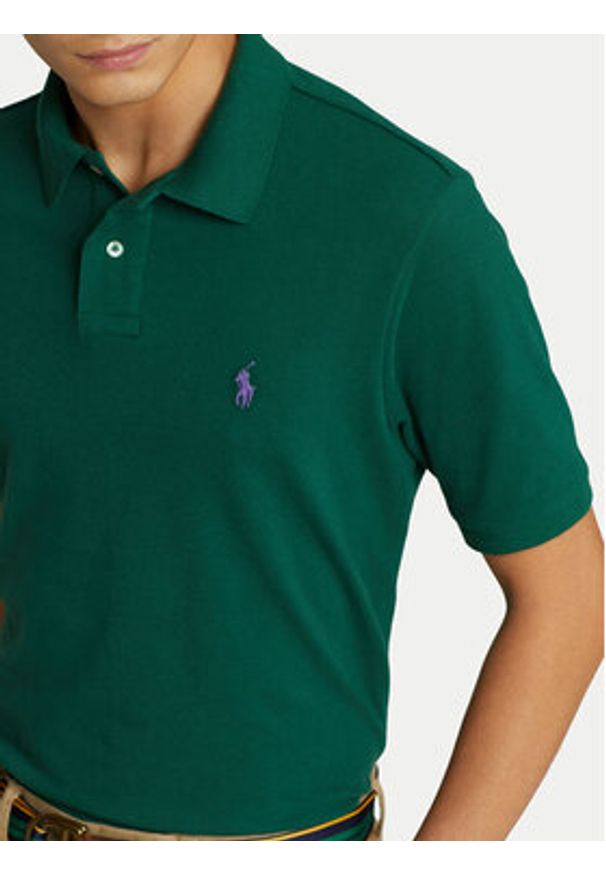 Polo Ralph Lauren Polo 710782592016 Zielony Custom Slim Fit. Typ kołnierza: polo. Kolor: zielony. Materiał: bawełna