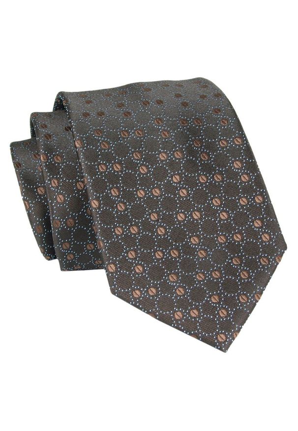 Męski Krawat - Brązowy w Groszki - Angelo di Monti. Kolor: brązowy, wielokolorowy, beżowy. Materiał: tkanina. Wzór: grochy. Styl: elegancki, wizytowy