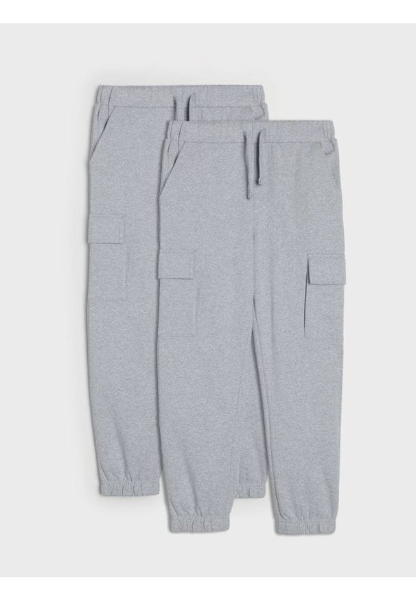 Sinsay - Spodnie dresowe jogger 2 pack - szary. Kolor: szary. Materiał: dresówka