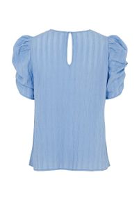 Cellbes - Bluzka z marszczonym bufiastym rękawem. Kolor: niebieski. Długość: krótkie