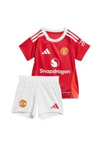 Adidas - Zestaw Manchester United 24/25 Home Baby Kids. Kolor: czerwony. Materiał: materiał