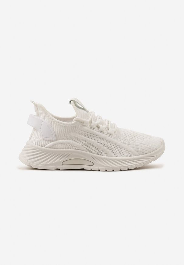 Born2be - Białe Sznurowane Buty Sportowe na Grubszej Podeszwie Unamarie. Okazja: na spacer. Kolor: biały. Materiał: jeans, dresówka. Szerokość cholewki: normalna. Sport: turystyka piesza