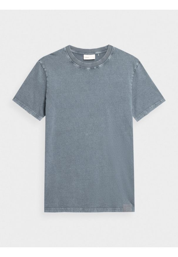 outhorn - T-shirt acid wash męski - niebieski. Kolor: niebieski. Materiał: materiał, bawełna, dzianina