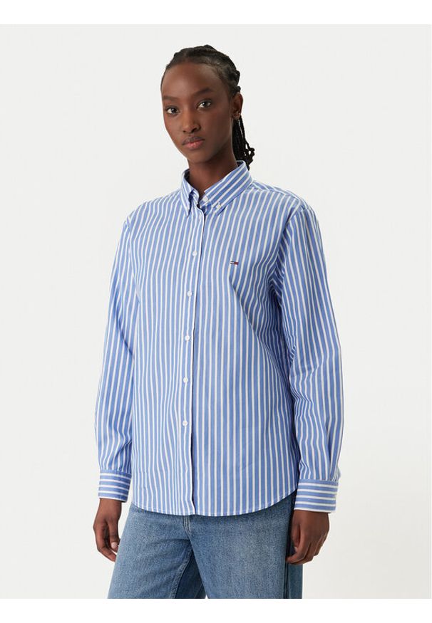 Tommy Jeans Koszula DW0DW22211 Niebieski Regular Fit. Kolor: niebieski. Materiał: bawełna