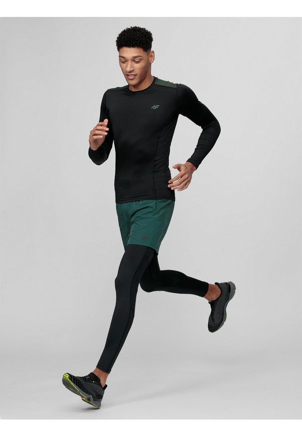 4f - Legginsy treningowe męskie. Kolor: czarny. Materiał: włókno, materiał, skóra. Sport: fitness