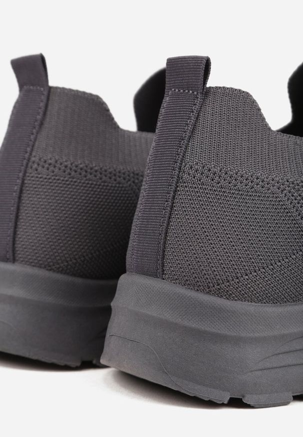 Born2be - Szare Siateczkowe Buty Sportowe Sneakersy o Wsuwanym Fasonie Abhold. Okazja: na spacer, na co dzień. Kolor: szary. Materiał: jeans. Sport: turystyka piesza