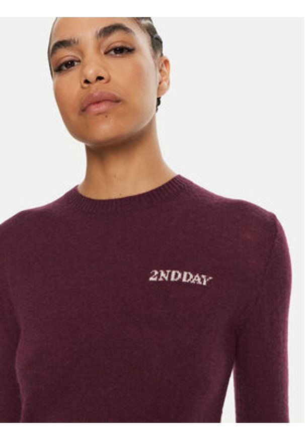 2NDDAY Sweter Lance 2245343408 Bordowy Regular Fit. Kolor: czerwony. Materiał: wiskoza