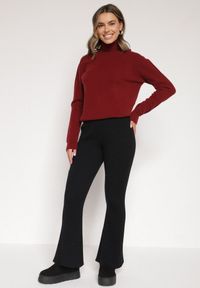 Born2be - Czarne Spodnie z Wiskozą i Wysokim Stanem Typu Dzwony Tusvira. Okazja: na co dzień. Stan: podwyższony. Kolor: czarny. Materiał: wiskoza. Styl: casual, elegancki #6