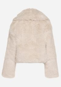 Born2be - Beżowa Kurtka Futrzana z Ozdobnym Kołnierzem Wedoria. Okazja: na co dzień. Kolor: beżowy. Materiał: futro. Styl: casual #7