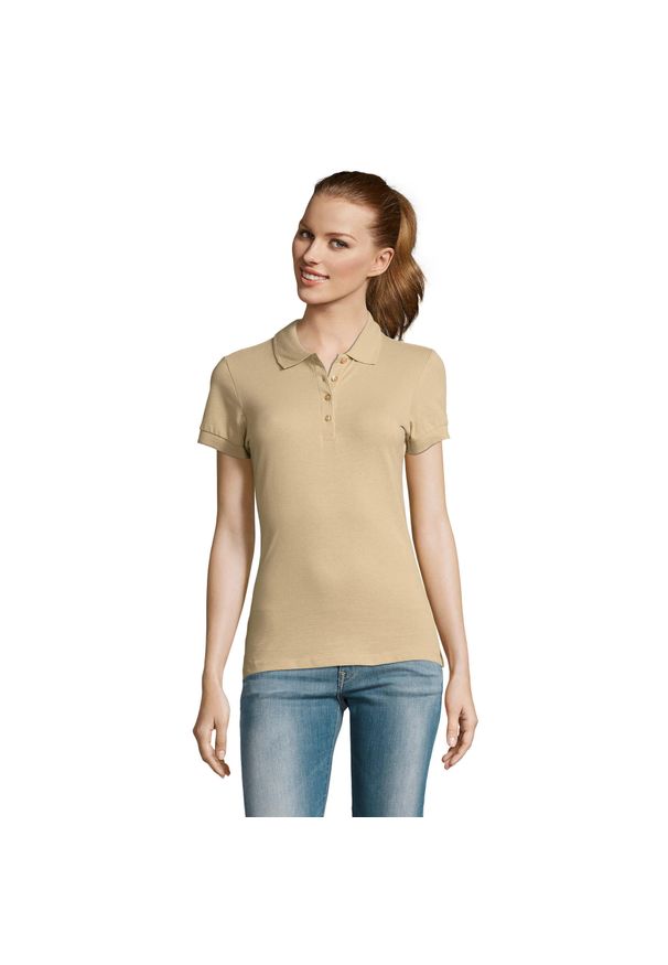 SOL'S - Damska Koszulka Polo Passion. Typ kołnierza: polo. Kolor: beżowy