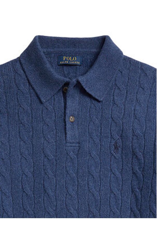 Polo Ralph Lauren Sweter 710974165003 Granatowy Regular Fit. Typ kołnierza: polo. Kolor: niebieski. Materiał: wełna