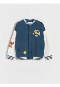Reserved - Bawełniana bluza bomber SmileyWorld® - granatowy. Kolor: niebieski. Materiał: bawełna