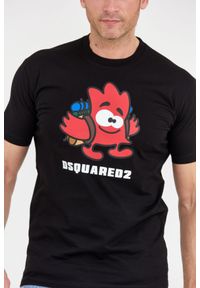 DSQUARED2 Czarny t-shity męski leaf buddy. Kolor: czarny